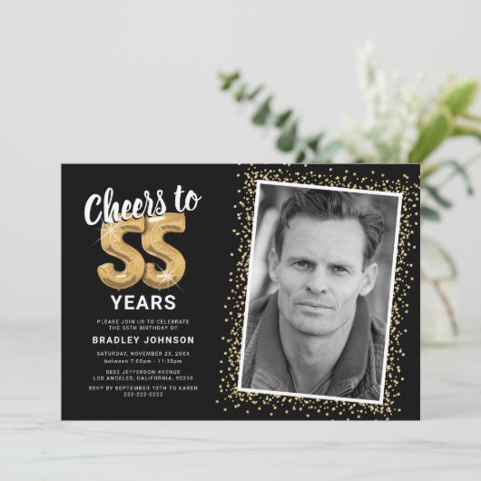 Proost op de 55ste verjaardag foto kaart (Staand voorkant)