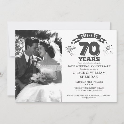 Proost op de 70ste bruiloft Jubileum foto Kaart (Voorkant)