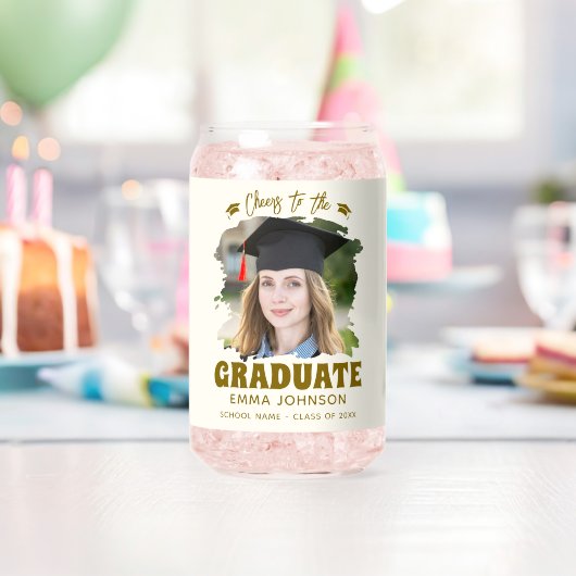 Proost op de afgestudeerde aangepaste foto naam fa blikvorm glas (Insitu (Verjaardag))