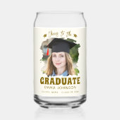 Proost op de afgestudeerde aangepaste foto naam fa blikvorm glas (Achterkant)