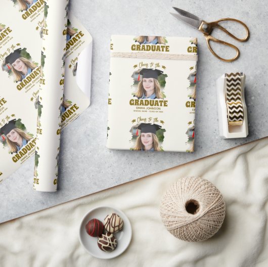Proost op de afgestudeerde aangepaste foto naam fa cadeaupapier (Crafts)
