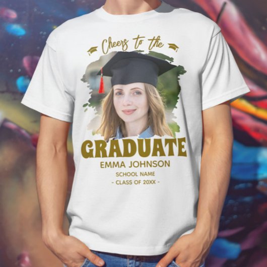 Proost op de afgestudeerde aangepaste foto naam fa t-shirt