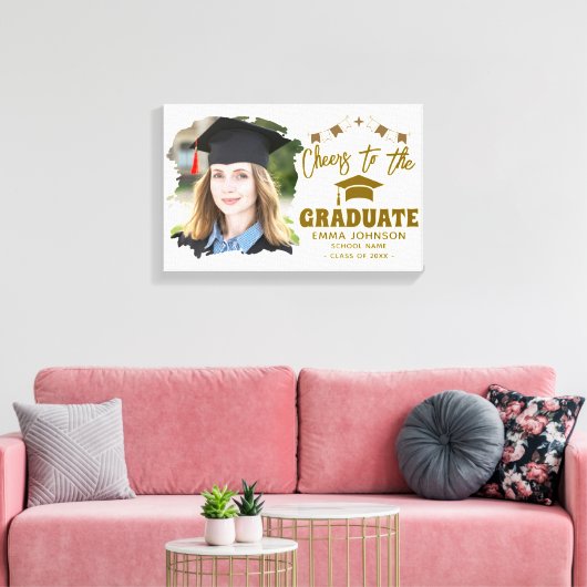 Proost op de afgestudeerde aangepaste fotonaam fam canvas afdruk (Insitu (Woonkamer))