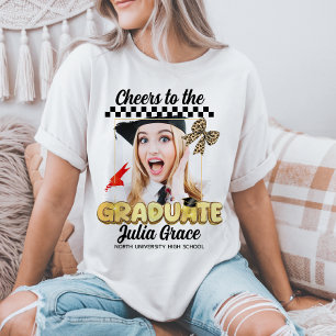 Proost op de afgestudeerde witte aangepaste foto t-shirt