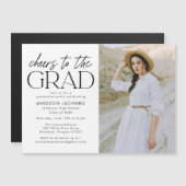 Proost op de afgestudeerde Zwarte foto afstudeerfe Magnetische Uitnodiging (Voorkant / Achterkant)