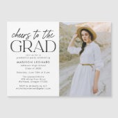 Proost op de afgestudeerde Zwarte foto afstudeerfe Magnetische Uitnodiging (Voorkant)