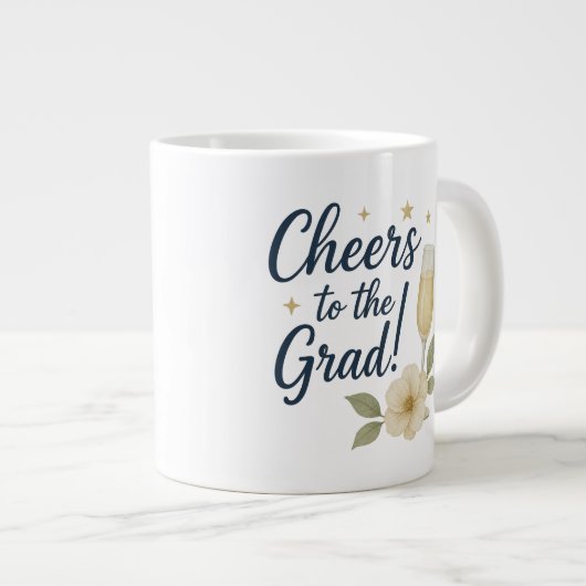 Proost op de Afstudeerders Sticker – Witte & Gele Grote Koffiekop (Voorkant rechts)