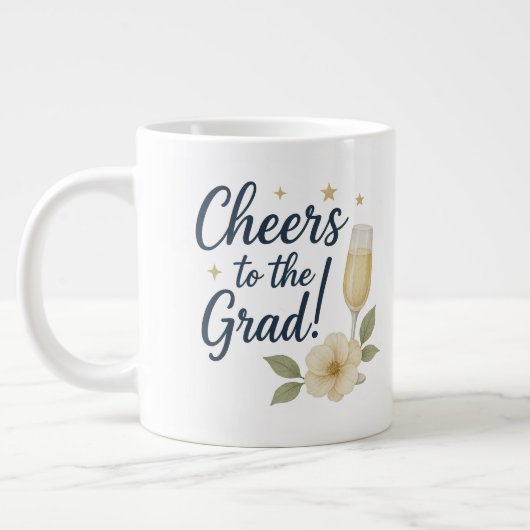 Proost op de Afstudeerders Sticker – Witte & Gele Grote Koffiekop (Links)