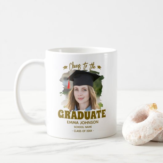 Proost op de Afstuderen Custom Photo Name Family Koffiemok (Met donut)