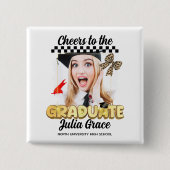 Proost op de Afstuderen witte foto Vierkante Button 5,1 Cm (Voorkant)