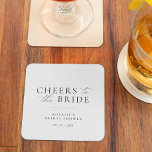 Proost op de bruid | Elegant Script-Vrijgezellenfe Kartonnen Onderzetters<br><div class="desc">Moderne minimal "proost op de bruid" onderzetters ontworpen voor een vrijgezellenfeest. Zwart-wit met scriptaccenten.</div>