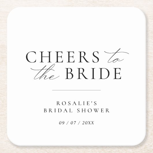 Proost op de bruid | Elegant Script-Vrijgezellenfe Kartonnen Onderzetters (Voorkant)