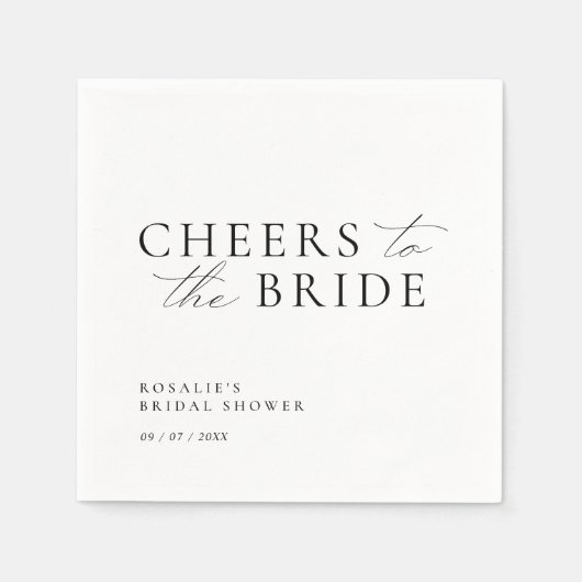 Proost op de Bruid | Elegante Moderne Bruidsborrel Servet (Voorkant)
