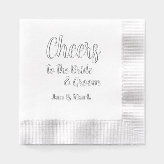 Proost op de bruid en bruidegom namen bruiloft folie servetten (Voorkant)