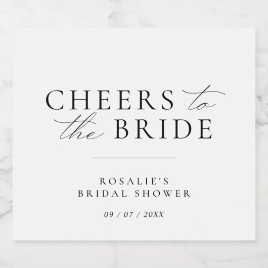 Proost op de bruid | Modern minimaal Vrijgezellenf Sparkling Wijnetiket (Enkel label)