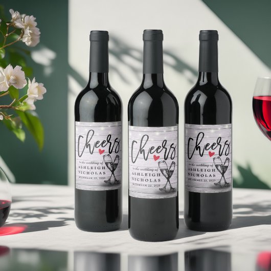 Proost op de bruiloft Mousserende wijnglazen hout Wijn Etiket