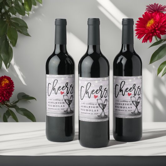 Proost op de bruiloft Mousserende wijnglazen hout Wijn Etiket