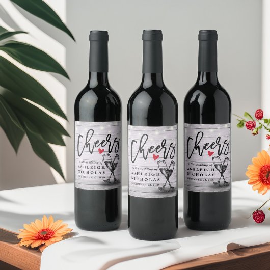 Proost op de bruiloft Mousserende wijnglazen hout Wijn Etiket
