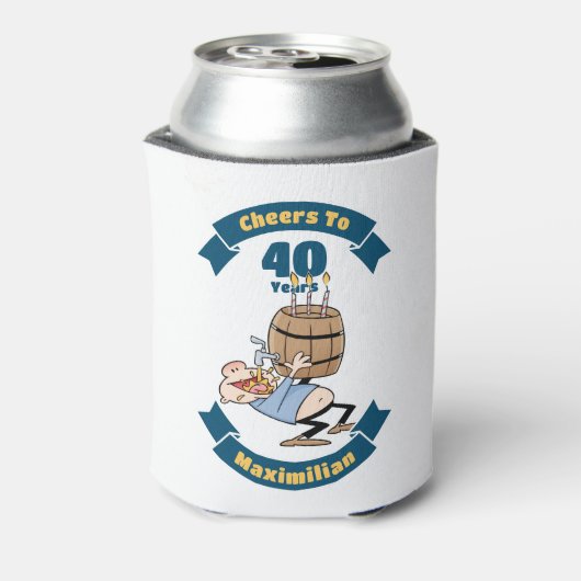 Proost op de Cartoon van 40 Years Funny Beer Birth Blikjeskoeler (Blikje Achterkant)