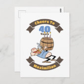 Proost op de Cartoon van 40 Years Funny Beer Birth Briefkaart (Voorkant / Achterkant)
