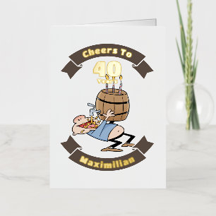 Proost op de Cartoon van 40 Years Funny Beer Birth Folie Wenskaart