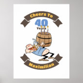 Proost op de Cartoon van 40 Years Funny Beer Birth Poster (Voorkant)