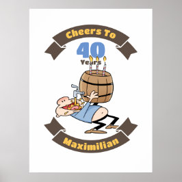 Proost op de Cartoon van 40 Years Funny Beer Birth Poster