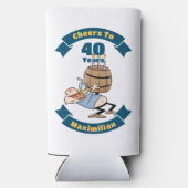 Proost op de Cartoon van 40 Years Funny Beer Birth Seltzer Blikjeskoeler (Achterkant)