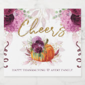 Proost op de elegante Bourgondische herfstpompoen Sparkling Wijnetiket (Enkel label)