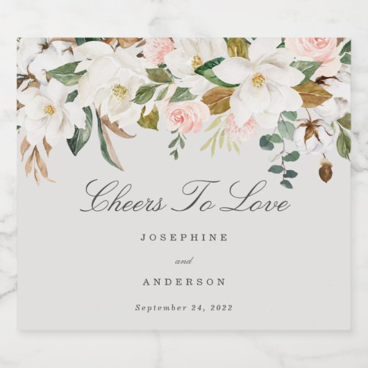 Proost op de etiketten van Magnolia-flessen (Enkel label)