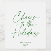 Proost op de Feestdagen gepersonaliseerde wijnfles Wijn Etiket (Enkel label)