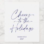 Proost op de Feestdagen gepersonaliseerde wijnfles Wijn Etiket (Enkel label)