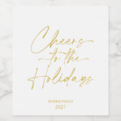 Proost op de Feestdagen gepersonaliseerde wijnfles Wijn Etiket (Enkel label)