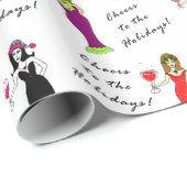 Proost op de Feestdagen! Wijnvrouwen Cadeaupapier (Rol Hoek)