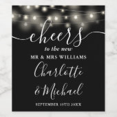 Proost Op De Heer En Mevrouw Lichten Zwart Witte B Wijn Etiket (Enkel label)