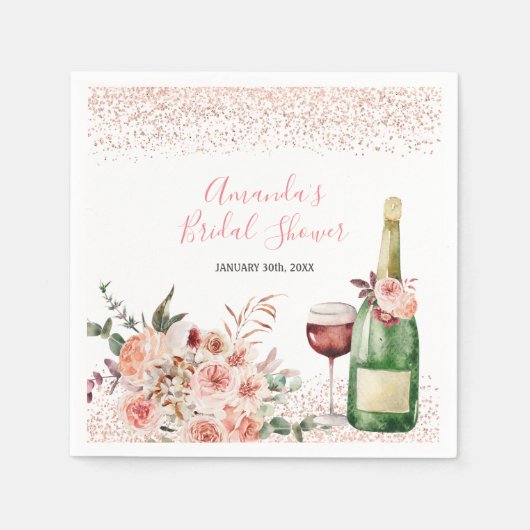 Proost op de Liefde Blush Roze Bruidsfeest Servet (Voorkant)