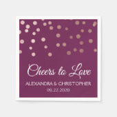 Proost op de liefde bordeaux confetti bruiloft servet (Voorkant)