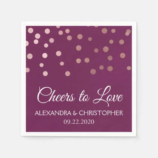 Proost op de liefde bordeaux confetti bruiloft servet (Voorkant)