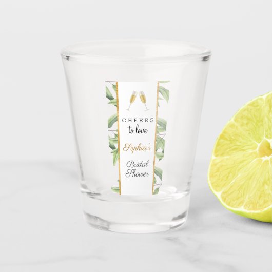Proost op de Liefde Botanische Bruiloft Feest Shot Glas (Voorkant)