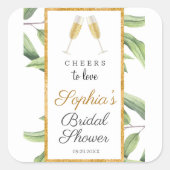 Proost op de Liefde Botanische Bruiloftsfeest Vierkante Sticker (Voorkant)