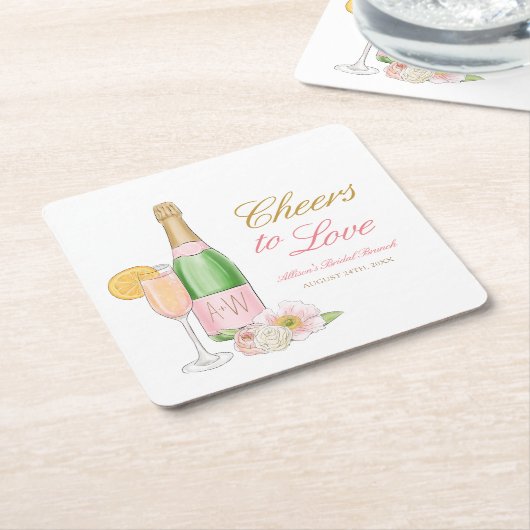 Proost Op De Liefde Bruids Brunch En Bruis  Kartonnen Onderzetters (Schuin)