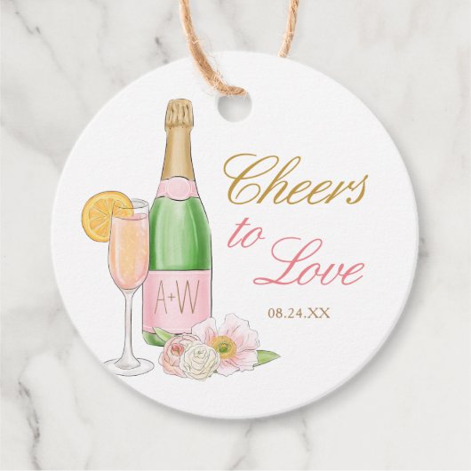 Proost Op De Liefde Bruids Brunch en Bruisend Favo Bedankjes Labels (Voorkant)