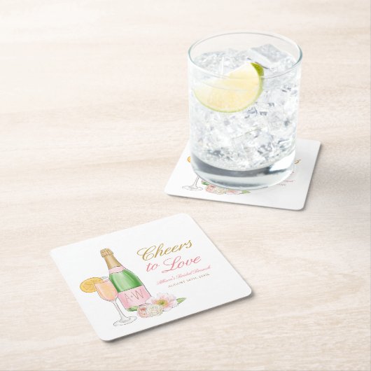 Proost Op De Liefde Bruidsbrunch en Mousserende Wi Kartonnen Onderzetters (Insitu)