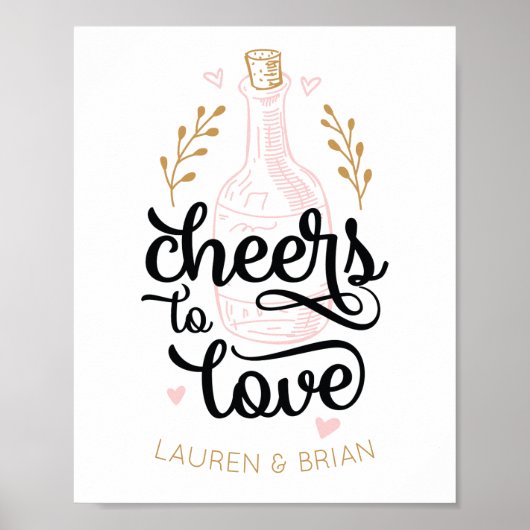 Proost op de Liefde Bruiloft Borrel Poster (Voorkant)