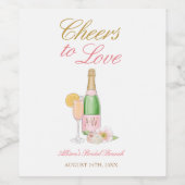 Proost op de liefde brunch en bubbels  wijn etiket (Enkel label)