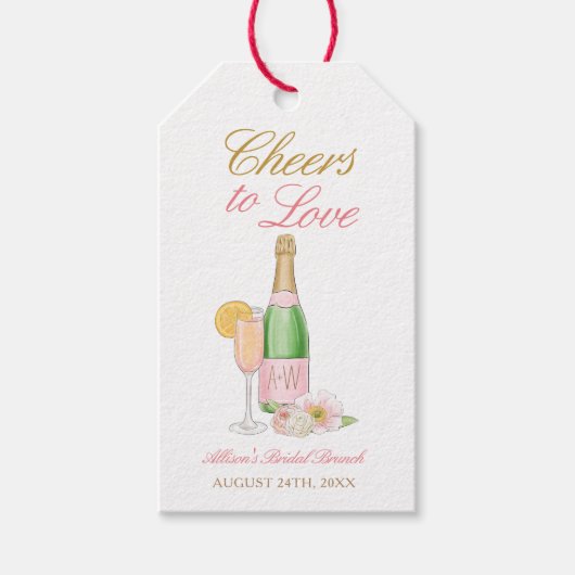 Proost op de Liefde Champagne Bruidsborrel Cadeaulabel (Voorkant)