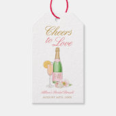 Proost Op De Liefde Champagne Bruidsfeest Cadeaulabel (Voorkant)