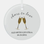 Proost Op De Liefde Champagne Glazen Glas Ornament (Voorkant)