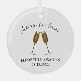 Proost Op De Liefde Champagne Glazen Glas Ornament