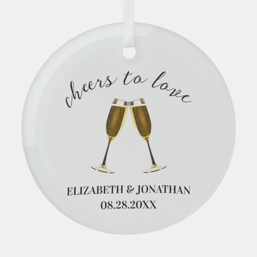 Proost Op De Liefde Champagne Glazen Glas Ornament (Voorkant)